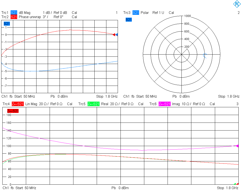 Ferrite bead in series fixture, TRL calibration