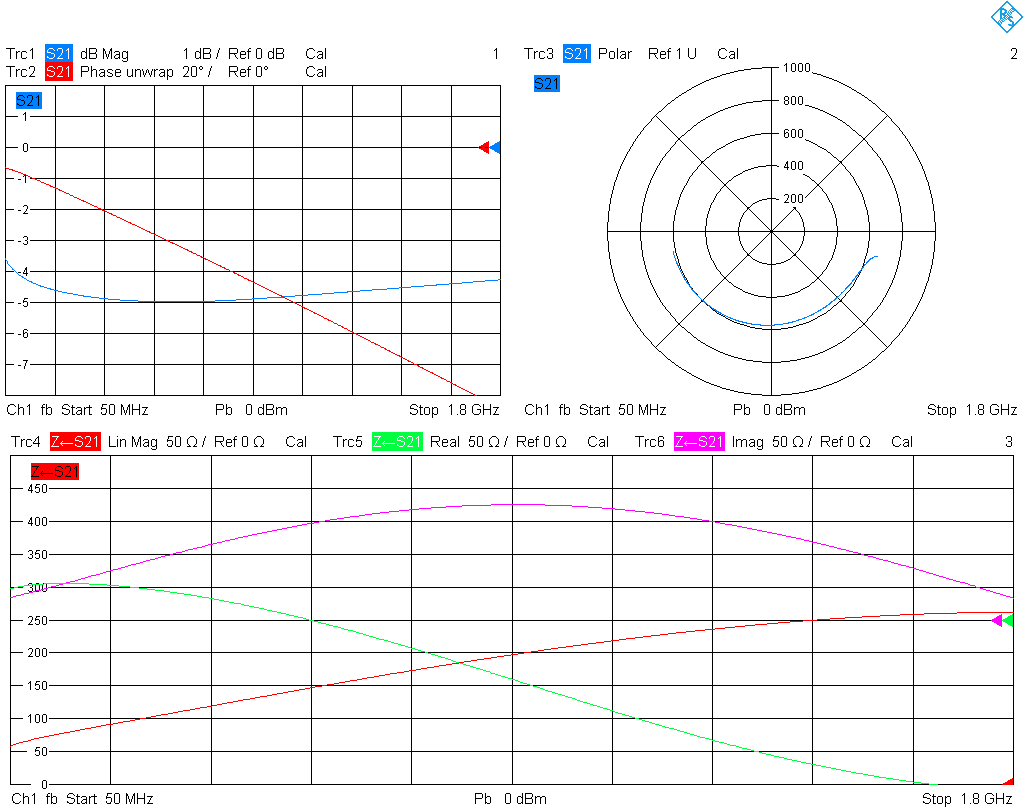 Ferrite bead in series-thru configuration, UOSM calibration