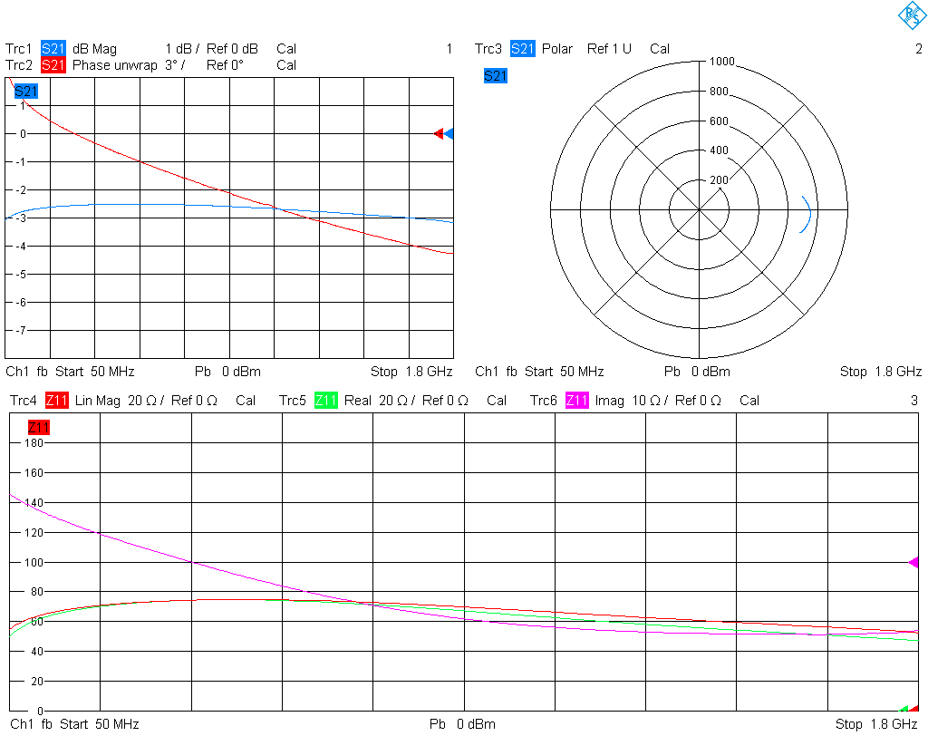 Ferrite bead in shunt-thru configuration, TRL calibration